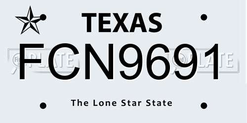 FCN9691 Texas License Plate