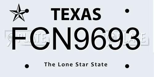 FCN9693 Texas License Plate