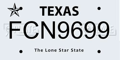 FCN9699 Texas License Plate