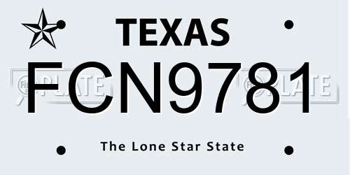 FCN9781 Texas License Plate