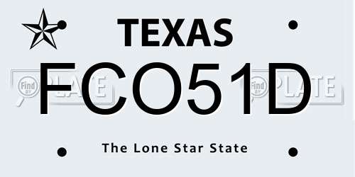 FCO51D Texas License Plate