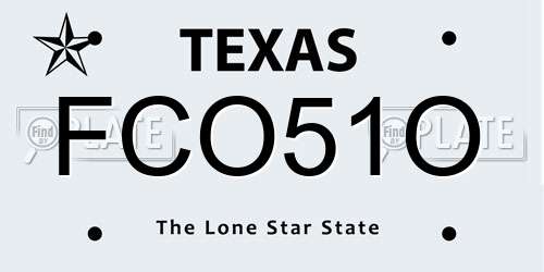 FCO51O Texas License Plate