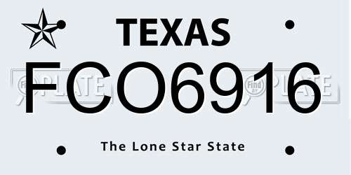 FCO6916 Texas License Plate