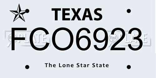 FCO6923 Texas License Plate