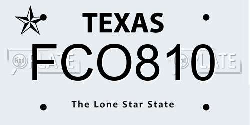 FCO810 Texas License Plate