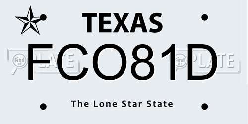 FCO81D Texas License Plate