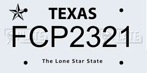 FCP2321 Texas License Plate