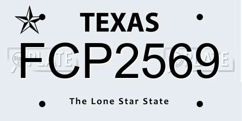 FCP2569 Texas License Plate