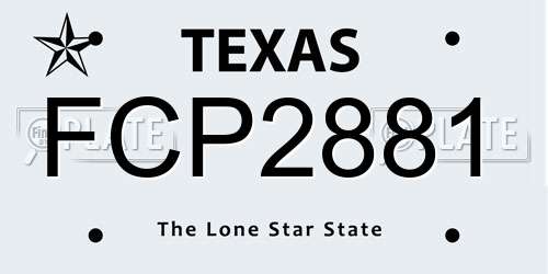 FCP2881 Texas License Plate