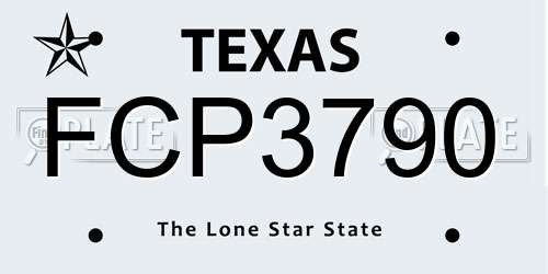 FCP3790 Texas License Plate