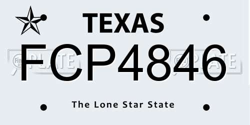 FCP4846 Texas License Plate