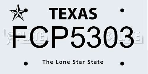 FCP5303 Texas License Plate
