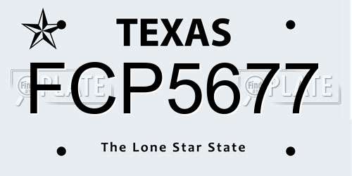 FCP5677 Texas License Plate