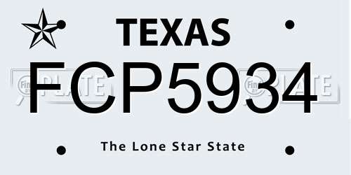 FCP5934 Texas License Plate