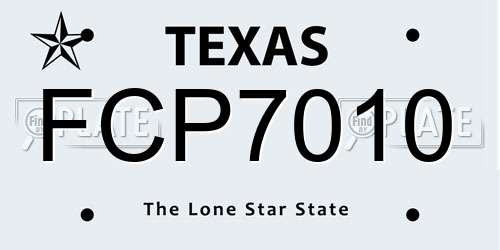 FCP7010 Texas License Plate