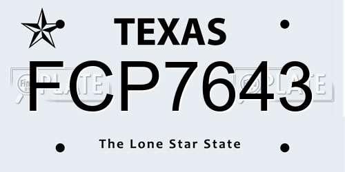 FCP7643 Texas License Plate