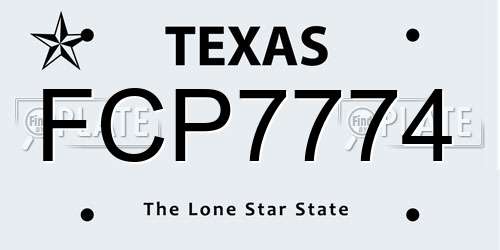 FCP7774 Texas License Plate