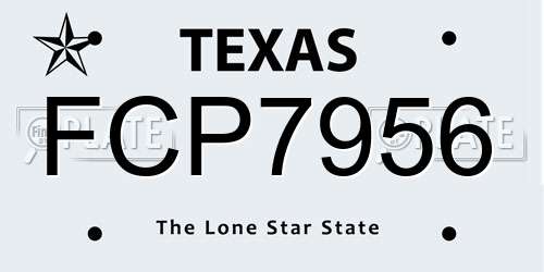 FCP7956 Texas License Plate