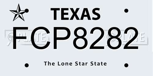 FCP8282 Texas License Plate