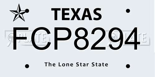 FCP8294 Texas License Plate