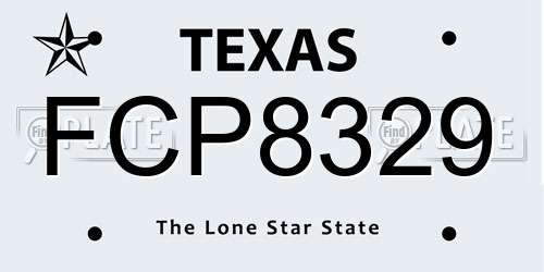 FCP8329 Texas License Plate