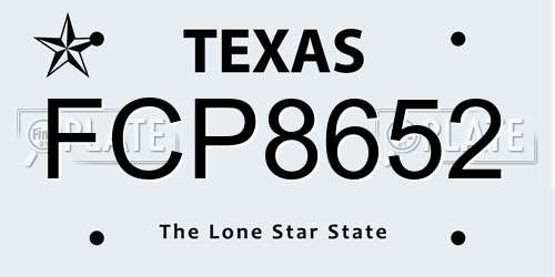 FCP8652 Texas License Plate