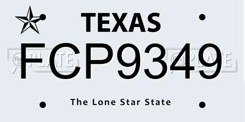 FCP9349 Texas License Plate