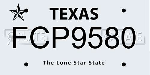 FCP9580 Texas License Plate