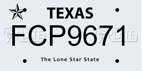 FCP9671 Texas License Plate