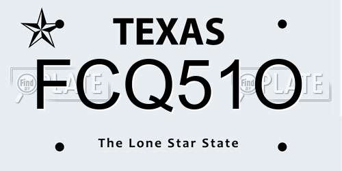 FCQ51O Texas License Plate