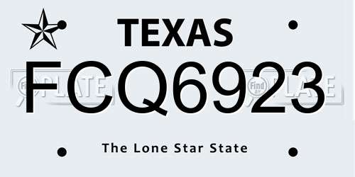 FCQ6923 Texas License Plate