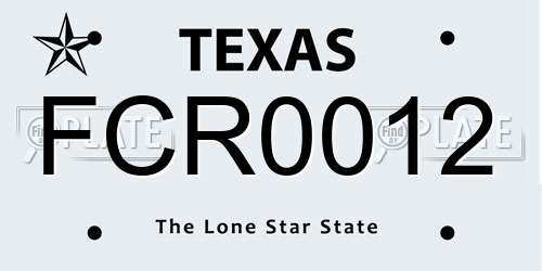 FCR0012 Texas License Plate