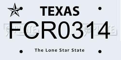 FCR0314 Texas License Plate