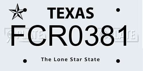 FCR0381 Texas License Plate