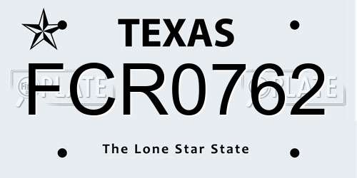 FCR0762 Texas License Plate