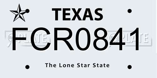 FCR0841 Texas License Plate