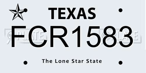 FCR1583 Texas License Plate
