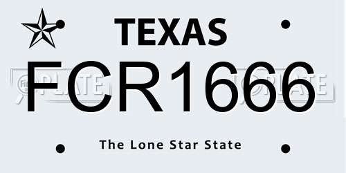 FCR1666 Texas License Plate