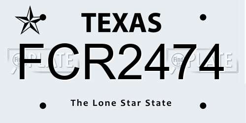 FCR2474 Texas License Plate