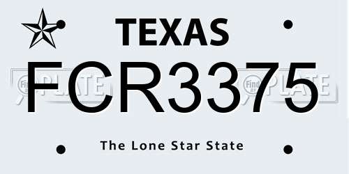 FCR3375 Texas License Plate