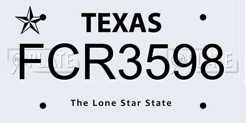 FCR3598 Texas License Plate