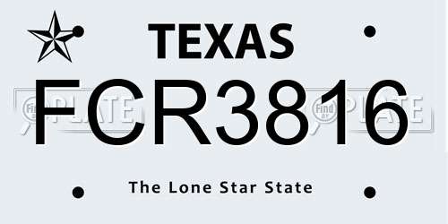 FCR3816 Texas License Plate