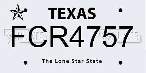 FCR4757 Texas License Plate