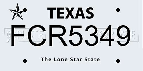 FCR5349 Texas License Plate