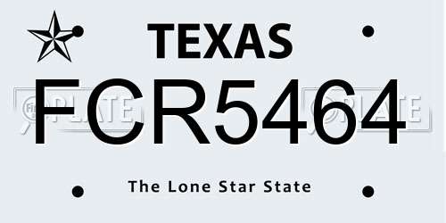 FCR5464 Texas License Plate
