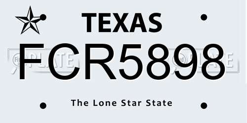 FCR5898 Texas License Plate