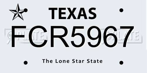 FCR5967 Texas License Plate