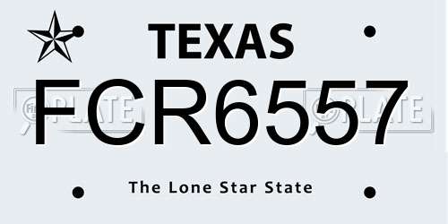 FCR6557 Texas License Plate