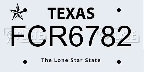 FCR6782 Texas License Plate