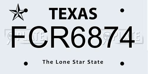 FCR6874 Texas License Plate